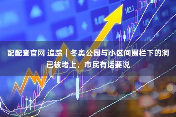 配配查官网 追踪｜冬奥公园与小区间围栏下的洞已被堵上，市民有话要说