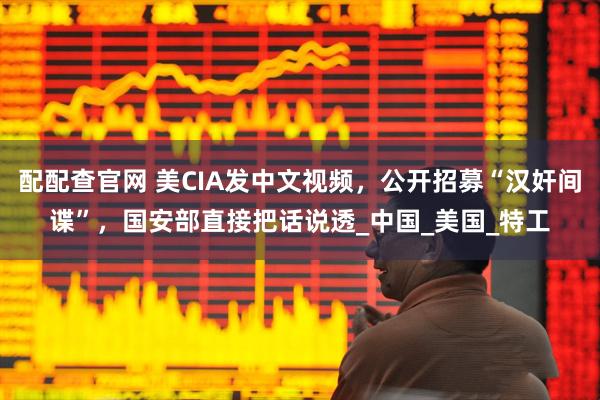 配配查官网 美CIA发中文视频，公开招募“汉奸间谍”，国安部直接把话说透_中国_美国_特工
